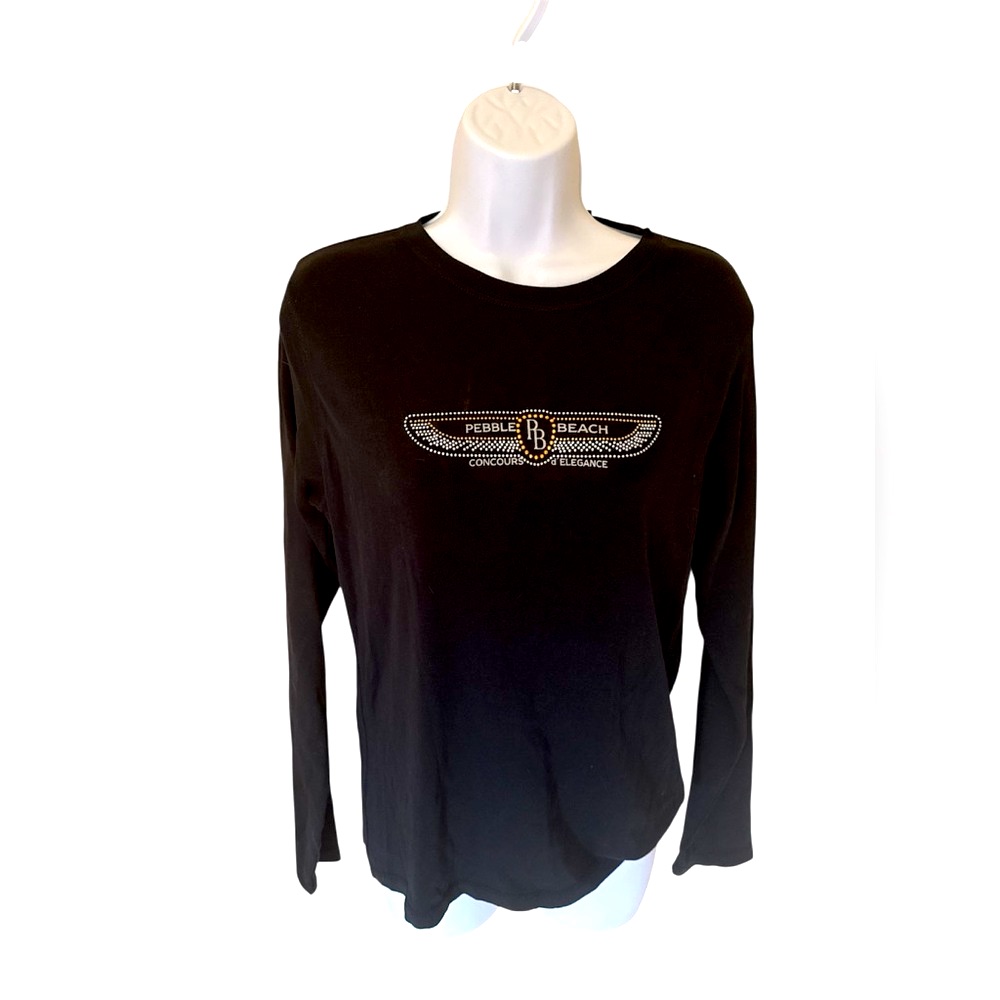 Pebble Beach Concours Delegance Womens Long Sleeve TShirt Black Size M